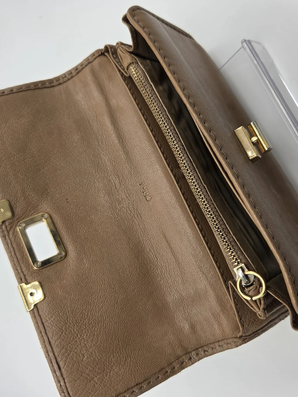 Authentic Chloe Preloved Marcie Calfskin Long Wallet In Camel/Nude Brown